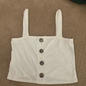 White Crop Top Button Up L